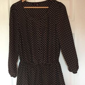 Black Long Sleeved Short Dress.